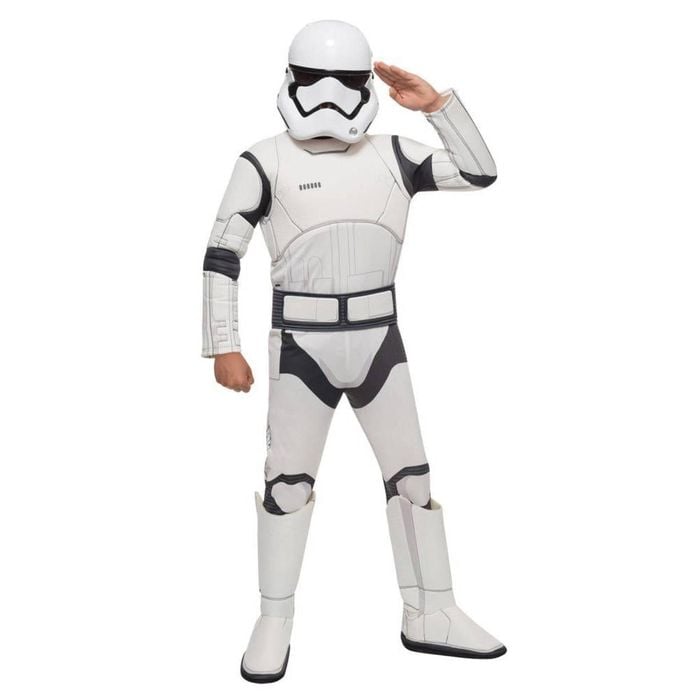Stormtrooper Deluxe Halloween Costume for Kids Padded Jumpsuit with Mask Belt Boots, 3-5-YRS