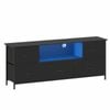 Advwin 140cm TV Cabinet LED Entertainment Unit Stand w/ Power Outlet & Drawer Media Console Table Black