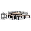 Nova Outdoor Aluminium Lounge & Dining Setting W/ Bar Cart - Light Grey
