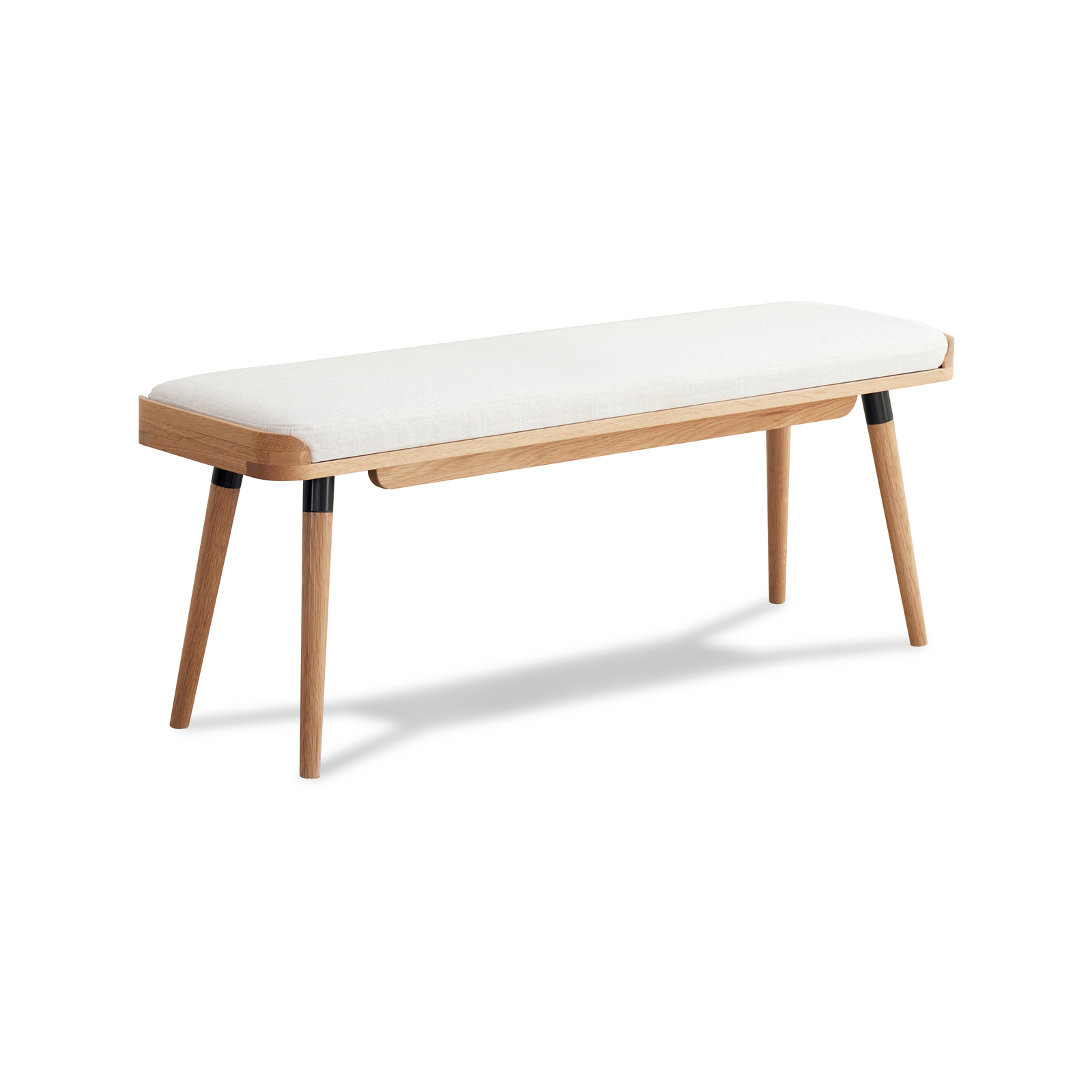 〆1/31 WHITE_WOOD_BENCH #1 NovaSolo White Bench with Cushion | Solid Mahogany | Handwoven
