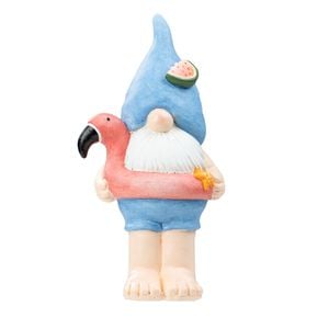 Northcote Pottery 13.8 x 25cm Flamingo Float Gnome Polyresin Garden Statue