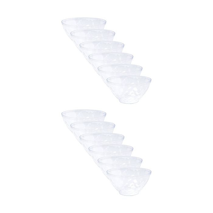 12x Partyware Heavy Duty Reusable Dimpled Salad Bowl Tableware 220mm Clear