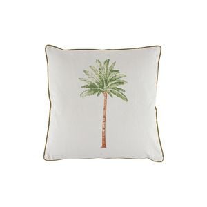 Maine & Crawford St Barts 50x50cm Palm Print Cotton Cushion - White/Green