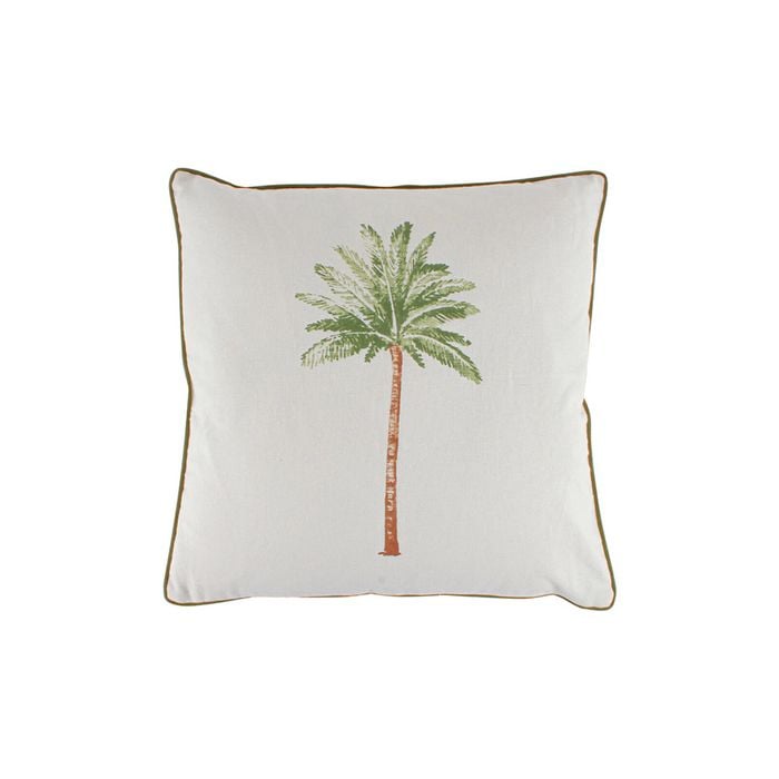 Maine & Crawford St Barts 50x50cm Palm Print Cotton Cushion - White/Green