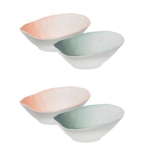 2x 2pc Ecology Reactive Glaze Porcelain Oyster Dip Bowls 10cm Pink Salt, Meadow