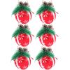 Catzon 6 Pcs Christmas Ball Ornaments 8CM with Pine Cones and Greenery for Xmas Party-Set 3