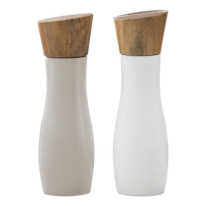Ladelle Essentials Salt & Pepper Grinders - White and Stone