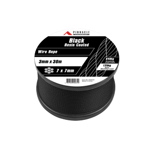 Pinnacle 3mm x 30m Black Resin Wire Rope