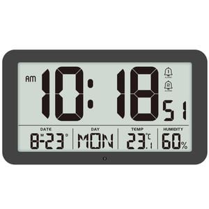 TODO 8.5" LCD Digital Alarm Clock + Temperature Display - Black