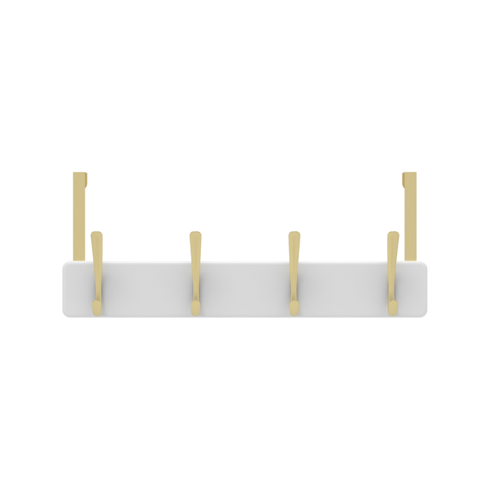 MODE 4 Brushed Brass Hooks on White Board Over Door Hanger