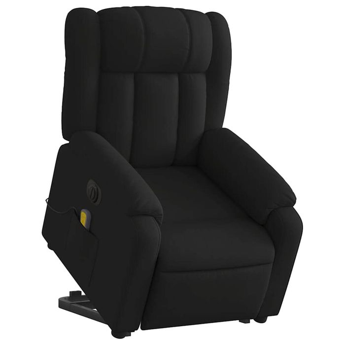 vidaXL Electric Stand up Massage Recliner Chair Office Armchair Black Fabric