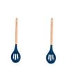 2pcs Beechwood & Silicone Slotted Spoon Navy