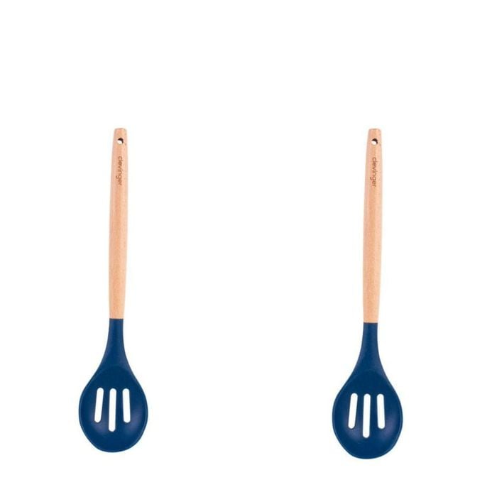 2pcs Beechwood & Silicone Slotted Spoon Navy