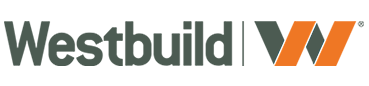 Logo of brand Westbuild in orange and white colourway