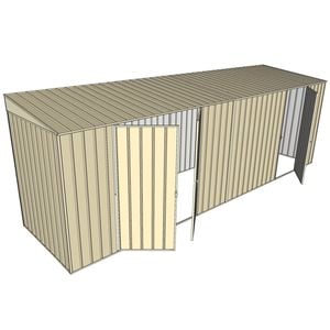 Build-a-Shed 1.5 x 6 x 2m Skillion Double and Single Hinged Side Doors Shed - Cream