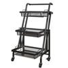 SOGA 3 Tier Black Adjustable Steel Cart with Wheels