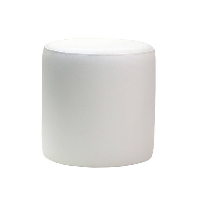 Durafurn Round Ottoman 430mm Diameter x 450mm High  - White Vinyl