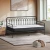 Oikiture Metal Daybed Frame Single Size Sofa Bed Support with Mattress Black