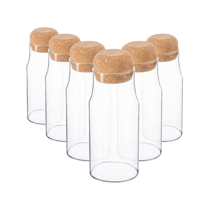 Argon Tableware Glass Storage Bottles with Cork Lids - 375ml - Pack of 6