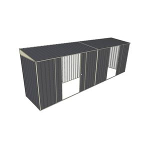 Build-A-Shed 1.2 x 6.0 x 2.0m Skillion Dual Double Sliding Side Doors Shed - Grey