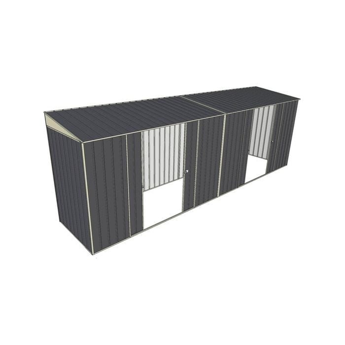 Build-A-Shed 1.2 x 6.0 x 2.0m Skillion Dual Double Sliding Side Doors Shed - Grey