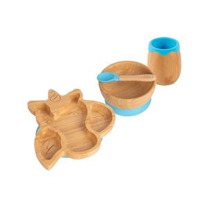Tiny Dining 4pc Unicorn Bamboo Suction Baby Feeding Set