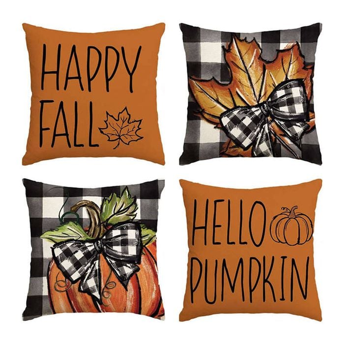 Catzon 4 Pcs Linen Throw Pillow Covers Autumn for Home