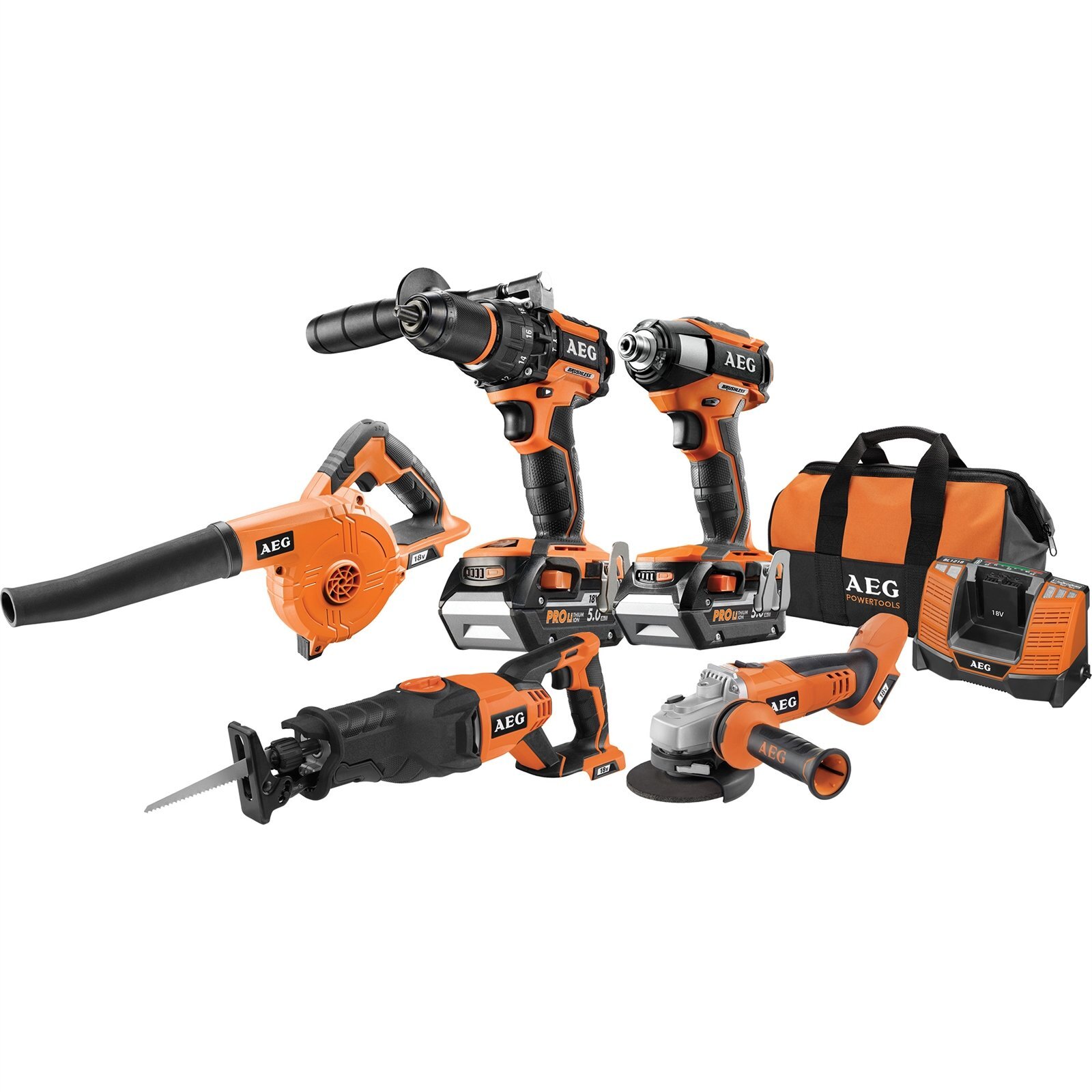 AEG 18V 5.0Ah 5 Piece Combo Kit