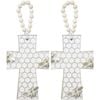 2PK LVD Resin Cross Large Bee Honeycomb Decoration 18x1.5x22.5 Metallic