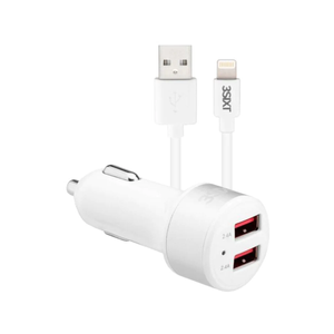 3sixT Car Charger 4.8A + Lightning Cable 1m - White