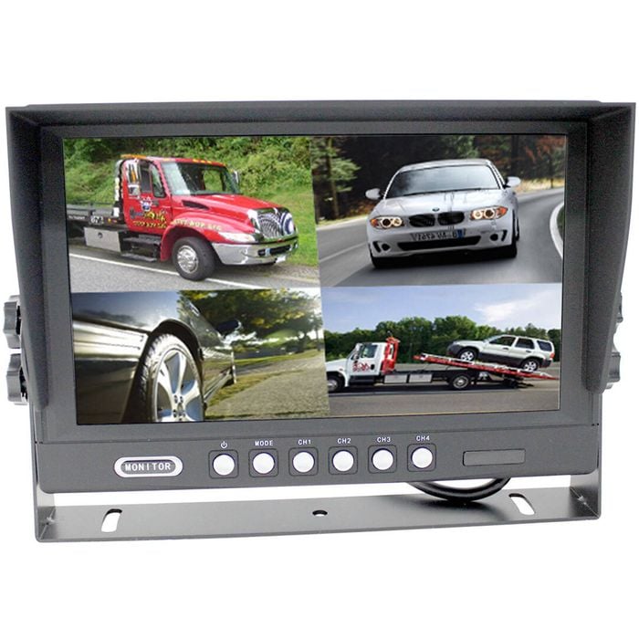 Elinz 9" Splitscreen Monitor 4PIN Rearview 12V/24V Sunshade 4 AV Inputs 800x480
