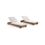 Santorini Sun Lounge Set In Teak Look Aluminium