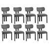 Oikiture Set Of 8 Dining Chairs Linen Fabric Kitchen Chair Padded Seat Grey