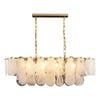 LumenSphere Nuvola 6-Light Oval Chandelier - Brushed Gold Finish, Opal Artistic Glass, Iron Frame, G9 Base