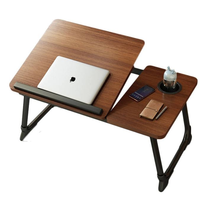 Catzon Laptop Desk With Cup Holder 5 Adjustable Angles-walnut