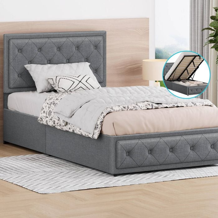 ALFORDSON Bed Frame Gas Lift Storage King Single