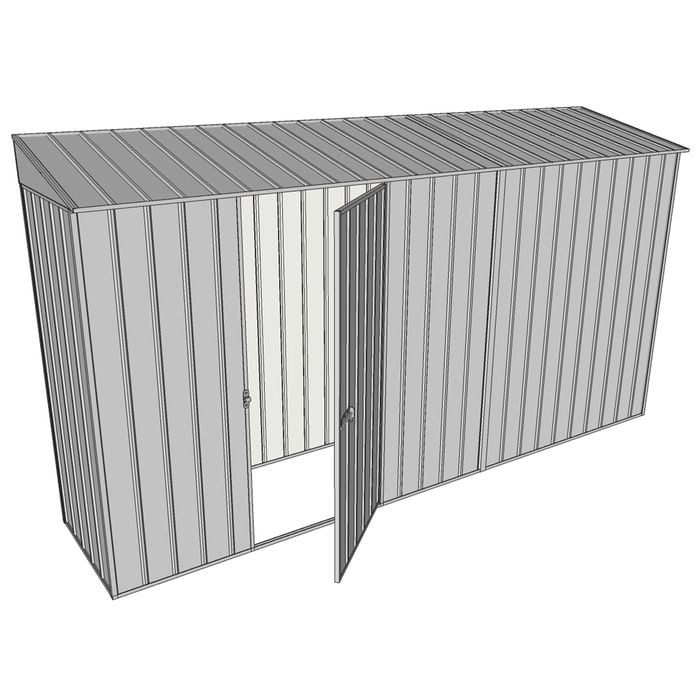 Build-a-Shed 0.8 x 3.7 x 2m Skillion Single Hinged Side Door Shed - Zinc
