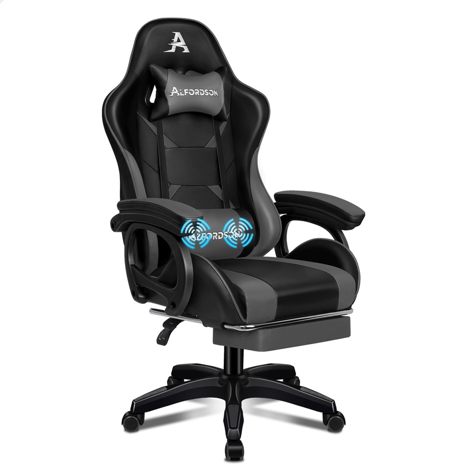 ALFORDSON Massage Gaming Chair Black Grey