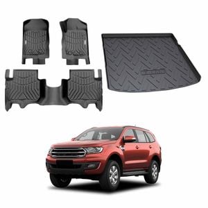 3D All-Weather Floor Mat Boot Liner Carpet for Ford Everest 2015-2022 Cargo Trunk Mat Luggage
