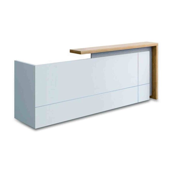 Modern Furniture ZIVA Reception Desk 2.4M with Left Panel - Oak & White