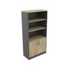 UBIZ Furniture Xavier 2-Doors High Bookcase Display Cabinet W/ Adjustable Shelf - Oak & Ironstone