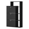 Oikiture Shoe Cabinet Storage 3 Doors Shoes Rack Display Wooden Shelves Black