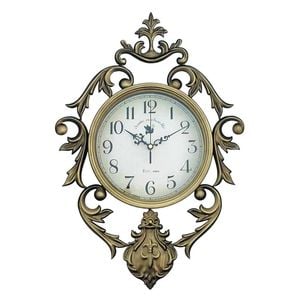 Salesbay Vintage Bronze Wall Clock Ornate Antique Style Silent Quartz Hanging