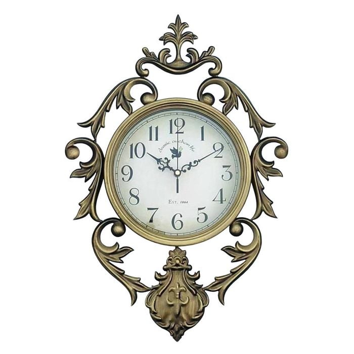 Salesbay Vintage Bronze Wall Clock Ornate Antique Style Silent Quartz Hanging