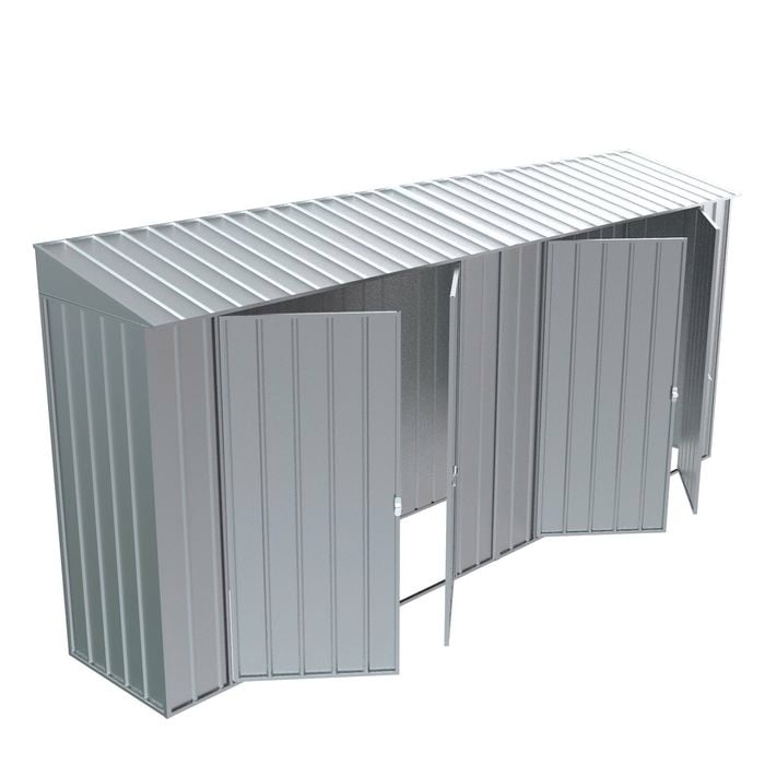 Build-a-Shed 0.8 x 4.5 x 2.0m Skillion Double Plus Double Hinged Side Doors Shed - Zinc