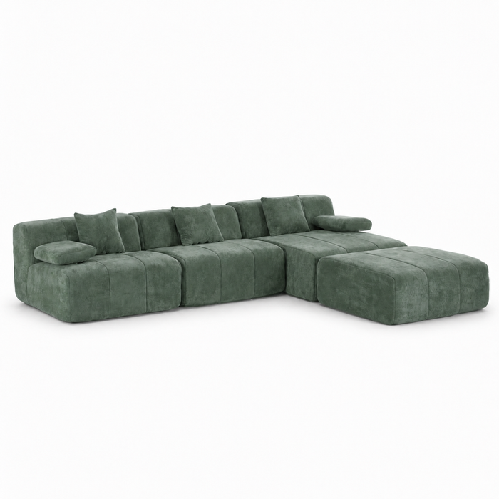 Airluxe Melora Olive 321cm 3 Seater Compressed Sofa with Movable Ottoman