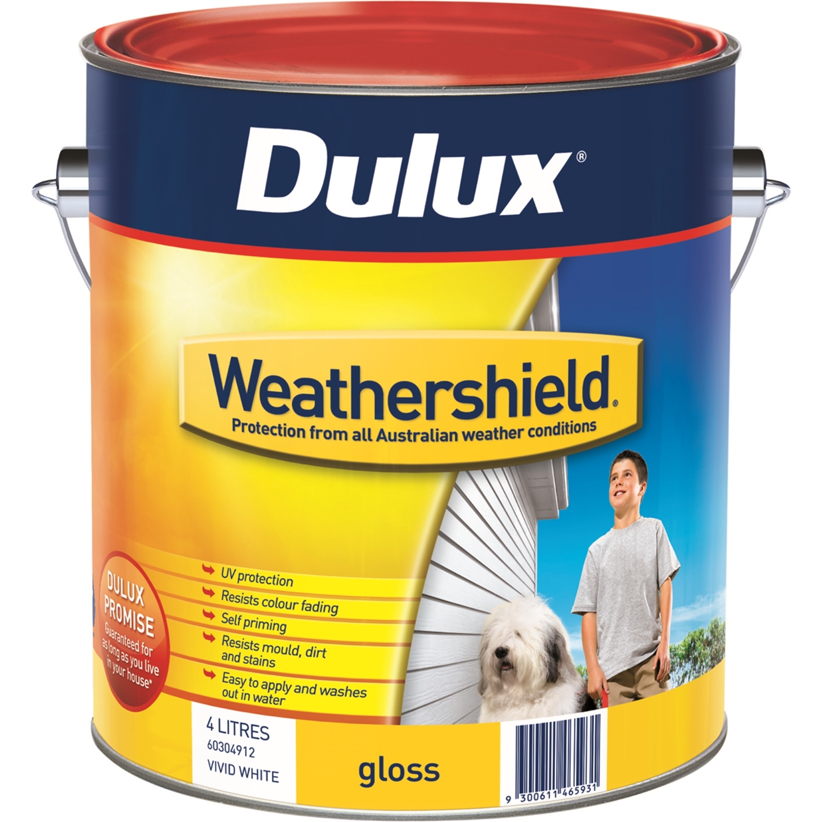 Dulux Weathershield 4L Gloss White Exterior Paint