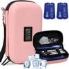 Catzon Insulin Cooler Travel Case with Temperature Display and 2 Reusable Ice Packs-Pink