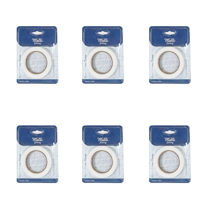 6pk Malli Sewing Hemming Diy Adhesive Sewing Fastening Tape 10mm X 18m Assorted