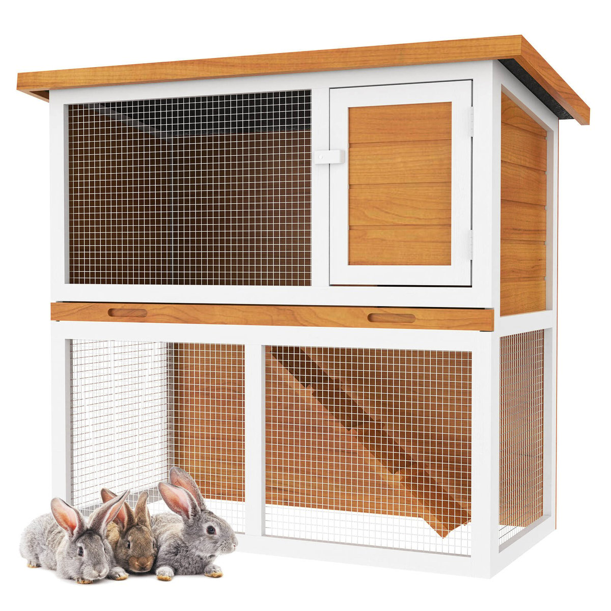 Advwin Rabbit Hutch Chicken Coop 89.5x45x79.5cm Brown Bunnings Australia